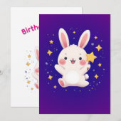 Cute Bunny Star Greeting Card Feestdagenkaart (Voorkant / Achterkant)