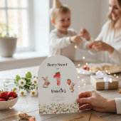 Cute Bunny Strawberry Theme First Birthday  Kaart