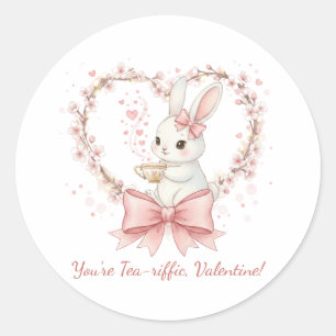 Cute Bunny Tea-riffic Valentijnsticker Ronde Sticker