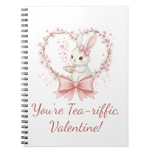 Cute Bunny Tea-riffic Valentine Spiral Notebook Notitieboek (Voorkant)