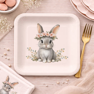 Cute Bunny Thema Geslacht Neutrale Baby Shower Papieren Bordje