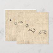 Cute  Bunny Thorming Jumping Rabbits Art Feestdagenkaart (Voorkant / Achterkant)