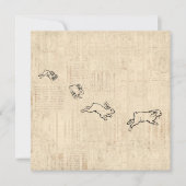 Cute  Bunny Thorming Jumping Rabbits Art Feestdagenkaart (Voorkant)