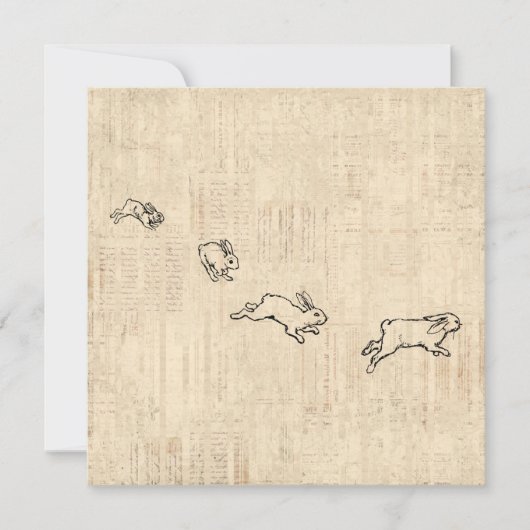 Cute  Bunny Thorming Jumping Rabbits Art Feestdagenkaart (Voorkant)