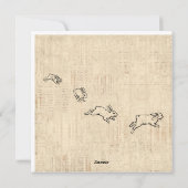 Cute  Bunny Thorming Jumping Rabbits Art Feestdagenkaart (Achterkant)