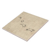 Cute  Bunny Thorming Jumping Rabbits Art Tegeltje (Zijkant)