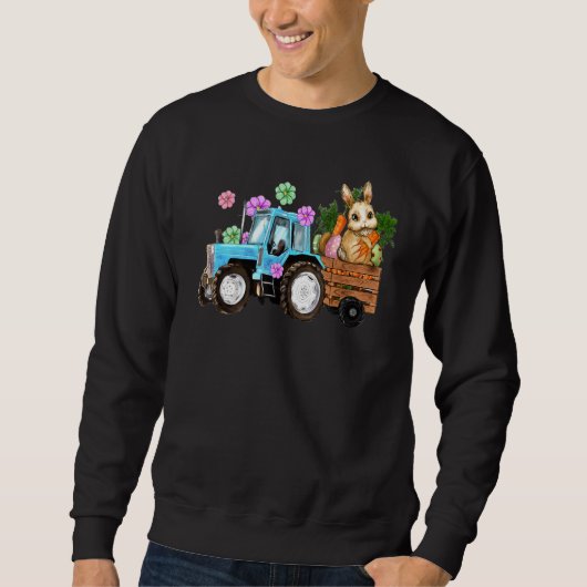 Cute Bunny Tractor Boerderij Carrots Hunt Egg Rabb Trui (Voorkant)