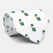 Cute Bunny Trombone Player Green Band Pattern Stropdas (Opgerold)
