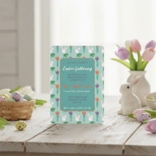 Cute Bunny & Tulp Pasen Uitnodiging