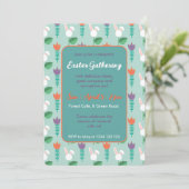 Cute Bunny & Tulp Pasen Uitnodiging (Staand voorkant)