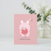 Cute bunny Valentijnsdag briefkaart (Staand voorkant)