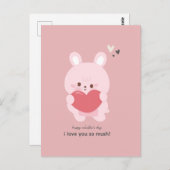 Cute bunny Valentijnsdag briefkaart (Voorkant / Achterkant)