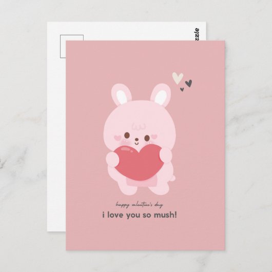 Cute bunny Valentijnsdag briefkaart (Voorkant / Achterkant)