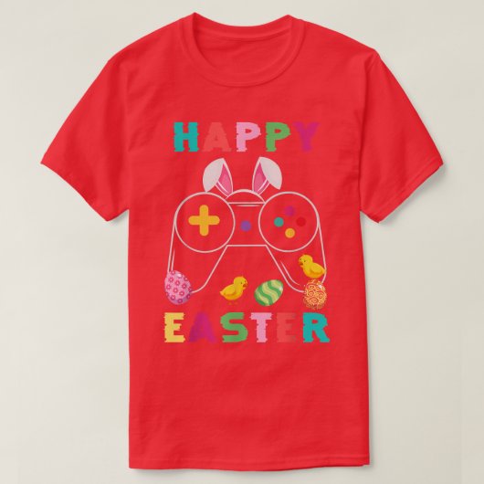 Cute Bunny Video Game Controller Gamer Happy Easte T-shirt (Design voorkant)