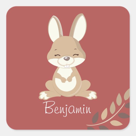 Cute Bunny Vierkante Sticker (Voorkant)