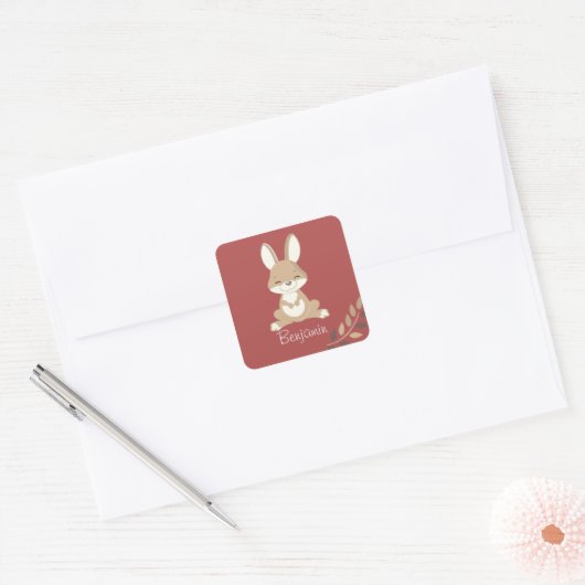 Cute Bunny Vierkante Sticker (Envelop)