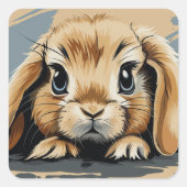 Cute bunny vierkante sticker (Voorkant)