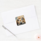 Cute bunny vierkante sticker (Envelop)