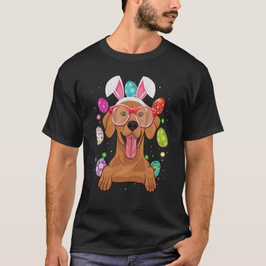 Cute Bunny Vizsla Dog Face Easter Eggs Easter Day T-shirt (Voorkant)