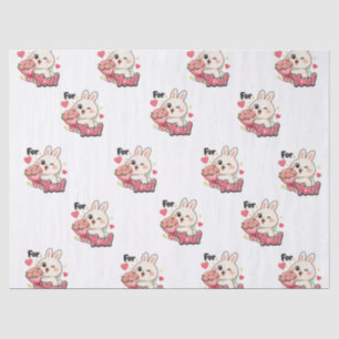 Cute Bunny Voor Jou Roze Bloemen Harten Cadeaupapi Tissuepapier