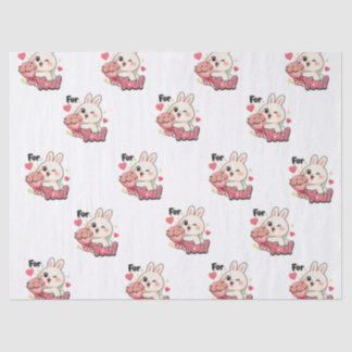 Cute Bunny Voor Jou Roze Bloemen Harten Cadeaupapi Tissuepapier
