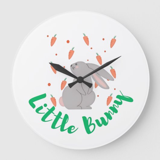 Cute Bunny Wall Clock – Perfect for Kids’ Room Dec Grote Klok (Voorkant)