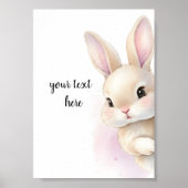 Cute Bunny Watercolor Personalized Text  Poster (Voorkant)