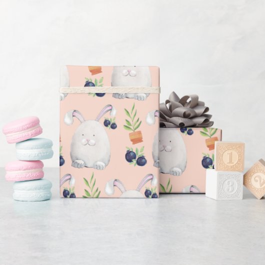 Cute Bunny Waterverf Art Pattern Cadeaupapier (Baby Shower)