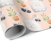 Cute Bunny Waterverf Art Pattern Cadeaupapier (Rol Hoek)