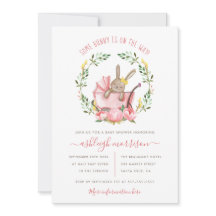 Cute Bunny & Waterverf Flowers Girl Baby shower