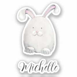 Cute Bunny Waterverf met handbeschilderde illustra Sticker