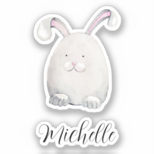 Cute Bunny Waterverf met handbeschilderde illustra Sticker
