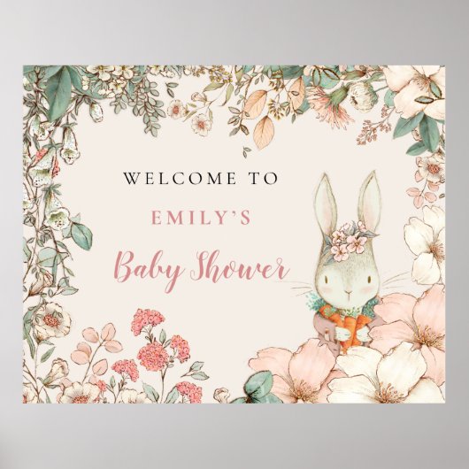  Cute Bunny WelkomstBaby shower Poster (Voorkant)
