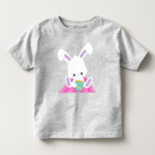 Cute Bunny, White Bunny, Baby Bunny, Beach Bucket Kinder Shirts (Voorkant)