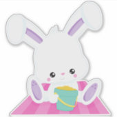 Cute Bunny, White Bunny, Baby Bunny, Beach Bucket Sticker (Voorkant)