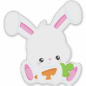 Cute Bunny, White Bunny, Little Bunny, Carrot Sticker (Voorkant)