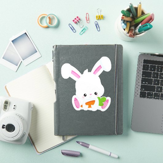 Cute Bunny, White Bunny, Little Bunny, Carrot Sticker (iPad Cover)