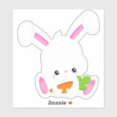 Cute Bunny, White Bunny, Little Bunny, Carrot Sticker (Vel)
