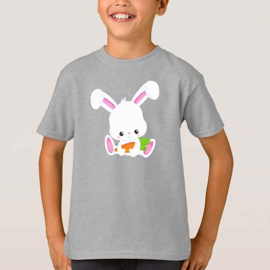 Cute Bunny, White Bunny, Little Bunny, Carrot T-shirt (Voorkant)