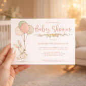 Cute  Bunny Wildflower Baby shower Kaart