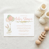Cute  Bunny Wildflower Baby shower Kaart