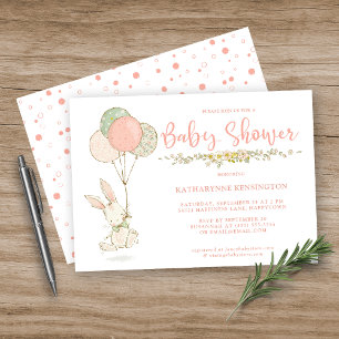 Cute Bunny Wildflower Baby shower Kaart