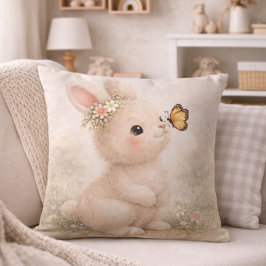 Cute Bunny With Butterfly Neutral Nursery  Kussen