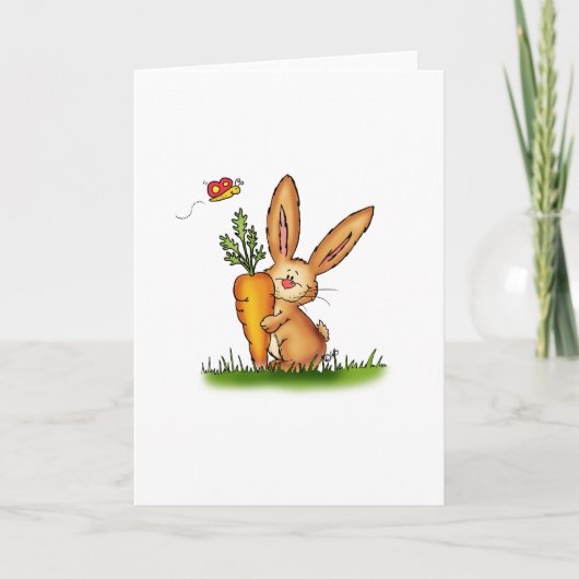 Cute Bunny with Carrot by Gerda Steiner/Send2smile Feestdagen Kaart (Voorkant)