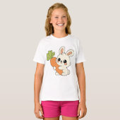 Cute Bunny with Carrot Kids T-Shirt (Voorkant volledig)