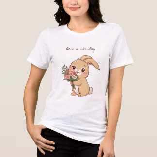 Cute Bunny with Flower T-Shirt – Adorable Rabbit D