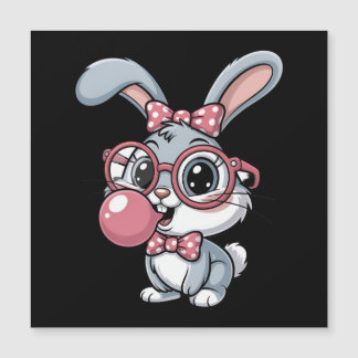 Cute Bunny with Glasses Blowing Bubble Gum
