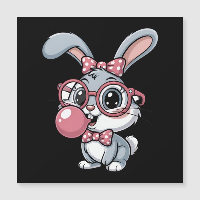 Cute Bunny with Glasses Blowing Bubble Gum (Voorkant)