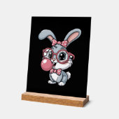Cute Bunny with Glasses Blowing Bubble Gum Acryl Bord (Hoek)