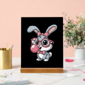 Cute Bunny with Glasses Blowing Bubble Gum Acryl Bord (Huwelijk)